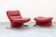Armchair and pouf in red leather, Vitelli and Ammannati, for Brunati 70/80