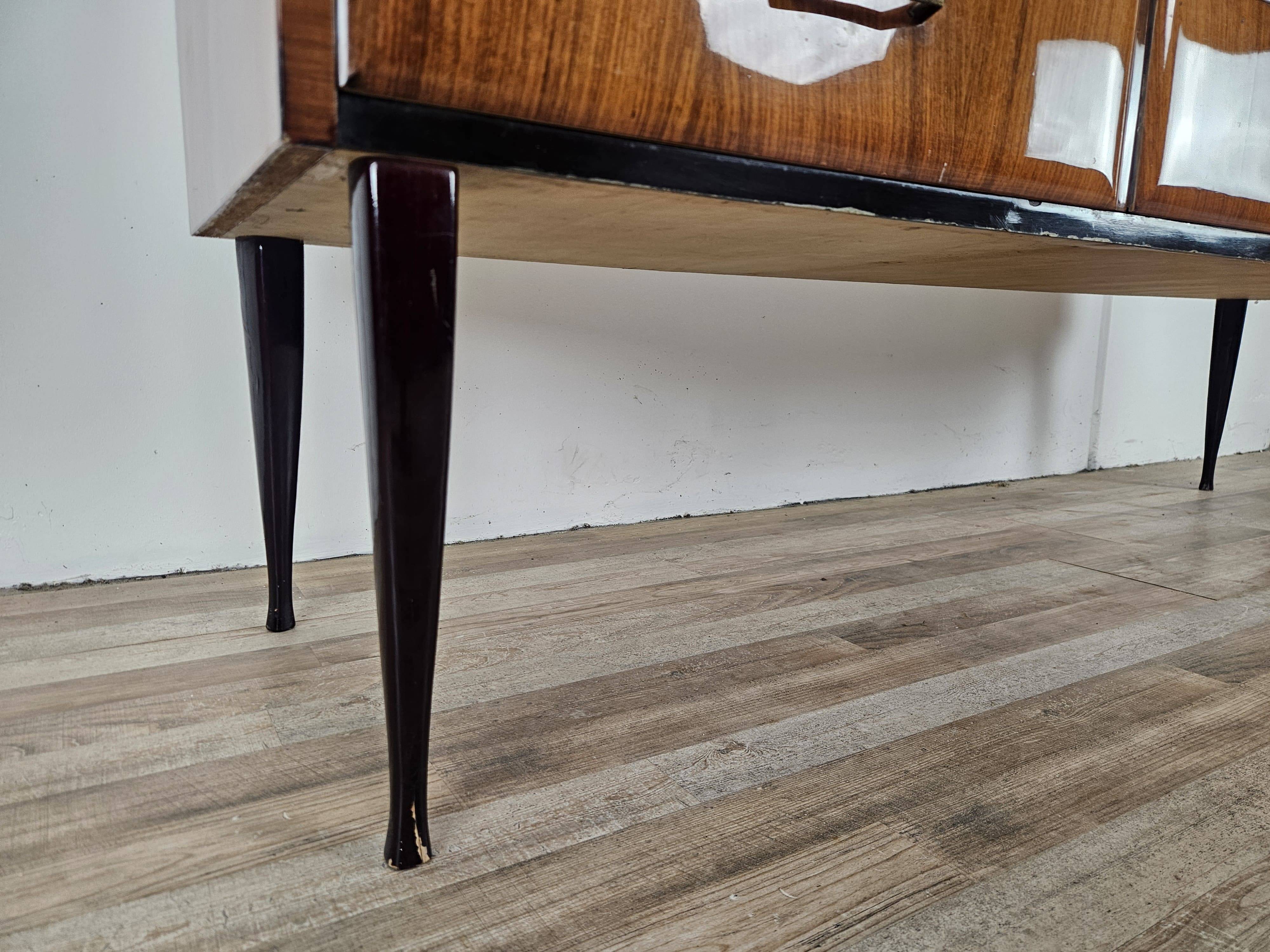Mahogany burl chest of drawers with mirrored top