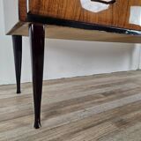 Mahogany burl chest of drawers with mirrored top