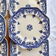 6 assiettes plates terre de fer Longchamp modèle Rouen XIXe siècle