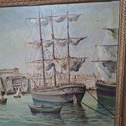 Peinture marine xixe sur toile signée J Alberti