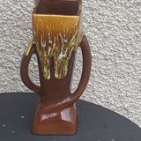 Vase en céramique émaillée flammée ocre design et vintage 1970