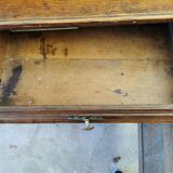 Old low buffet, 19th in rustic solid oak, carved and molded