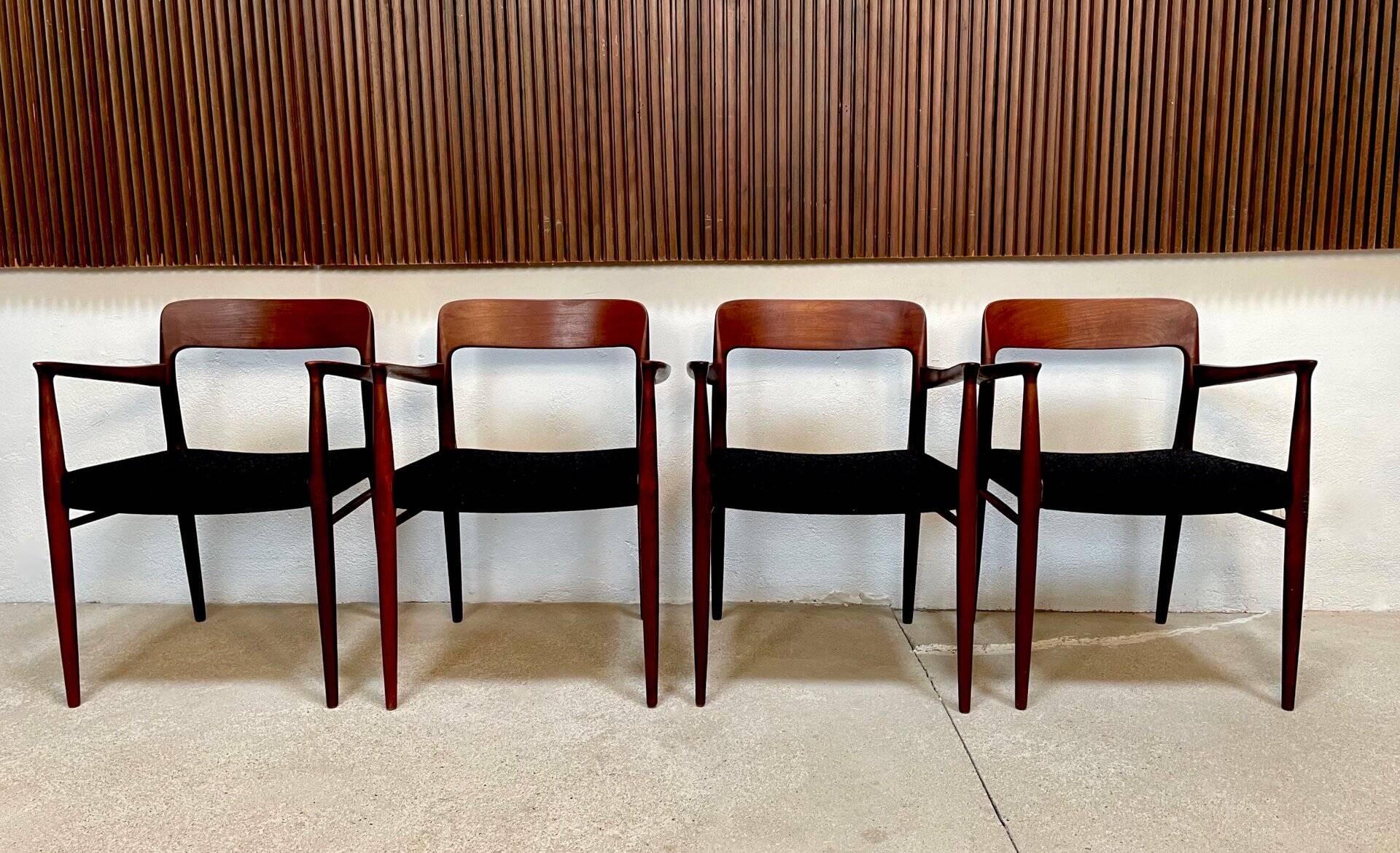 Danish teak model 56 chairs by Niels O. Møller for J.L. Møllers, 1954, set of 4