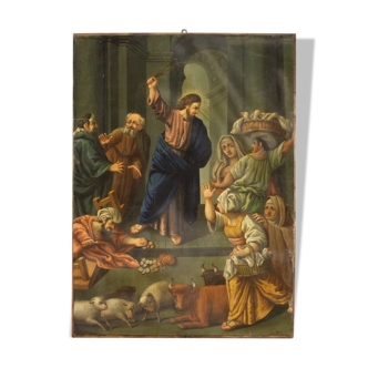 Religious framework oil on copper from the 19th century