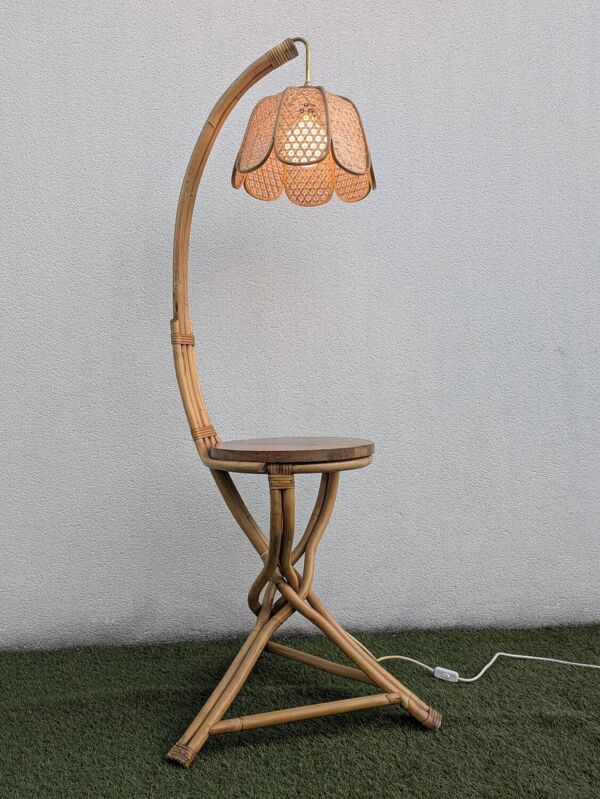 Lampadaire vintage Rotin Bambou vintage 1960