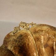 Coupe à fruits en tôle peinte mordorée en forme de coquillage