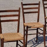 Set of 4 wooden chairs and rope