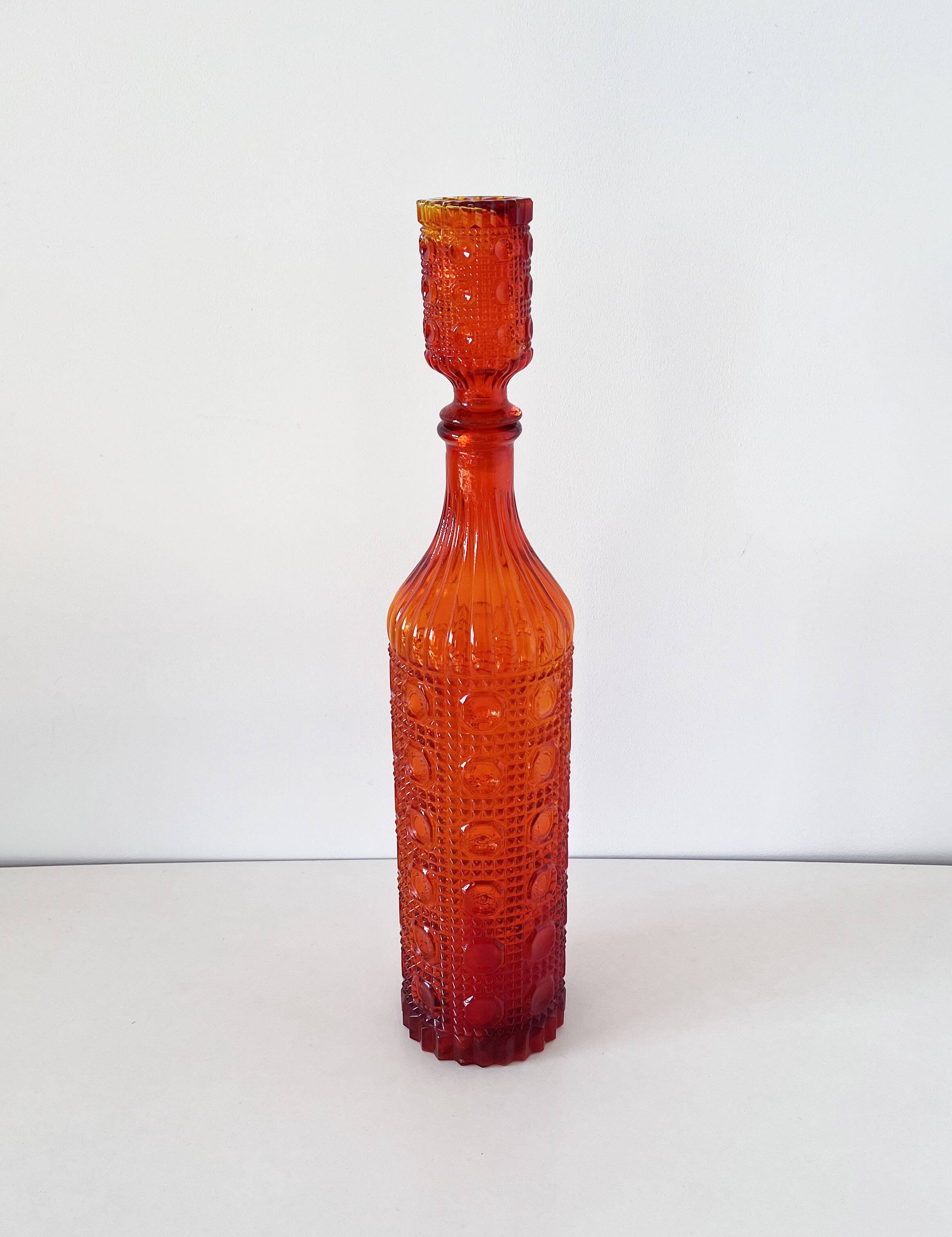 Italian carafe empoli orange red 1960