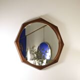 Italian octagonal teak mirror attributed to Campo & Graffi from the 1960's