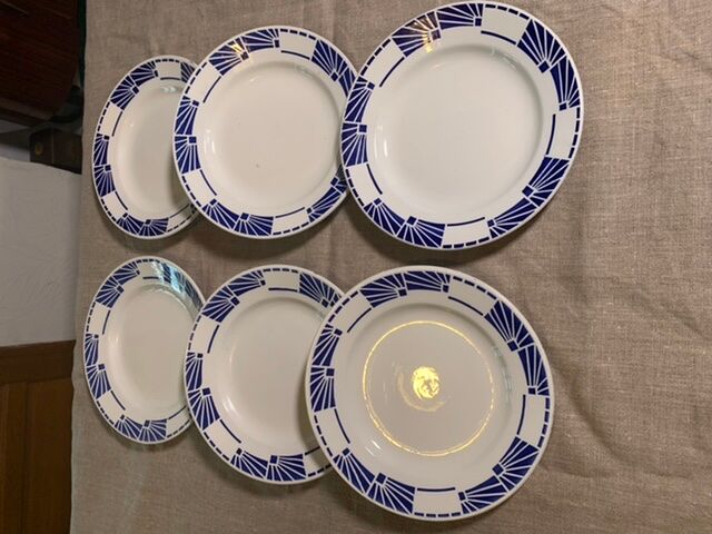6 flat plates model Dombasles Sarreguemines France Art Deco