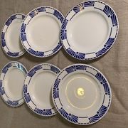6 assiettes plates modèle dombasles sarreguemines france art déco