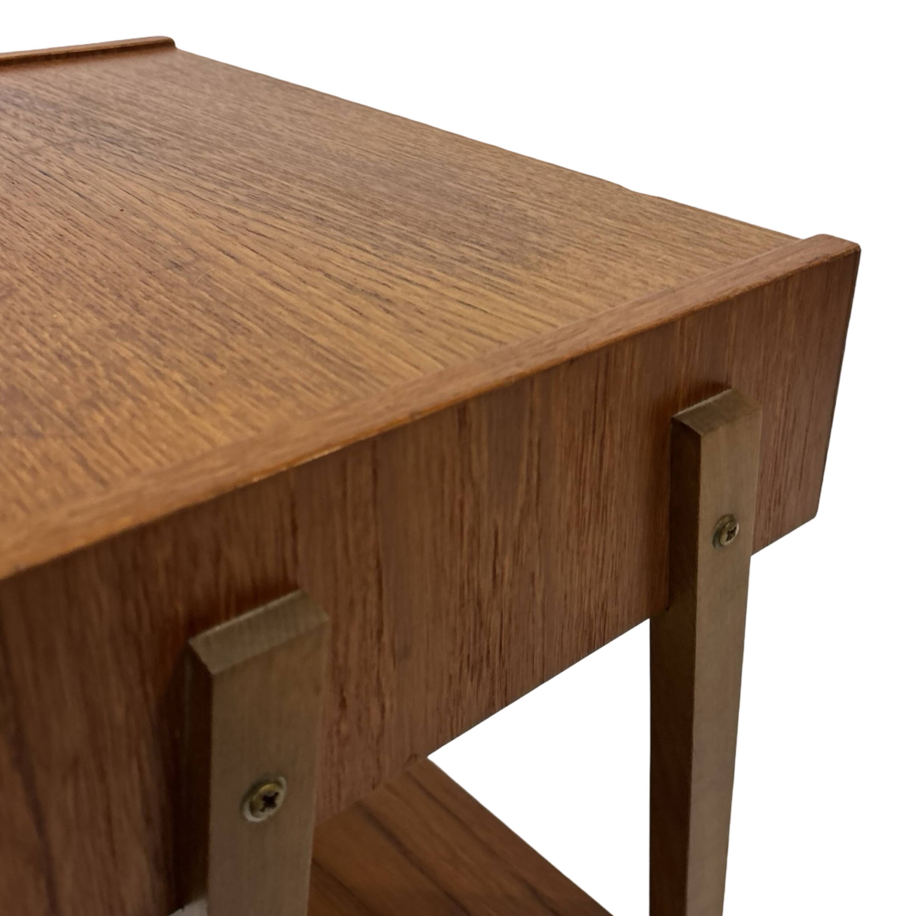 Vintage Compact Cabinet Bedside Table Teak Veneer 1960s