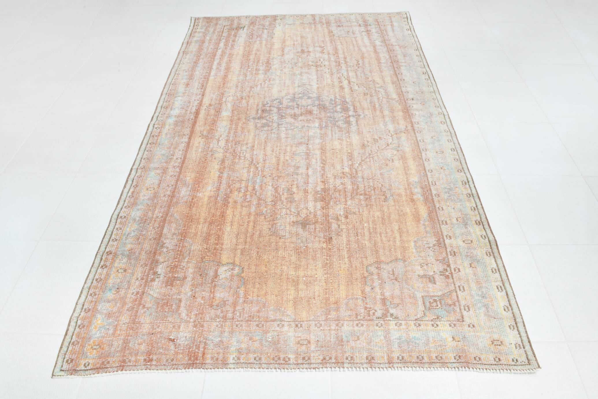 5x9 Peach & Blush Pink Oushak Vintage Rug, 164x267 Cm