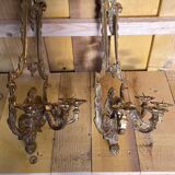 Pair of LXV style gilt bronze wall lights