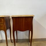Pair of Louis XV style bedside tables in rosewood marquetry