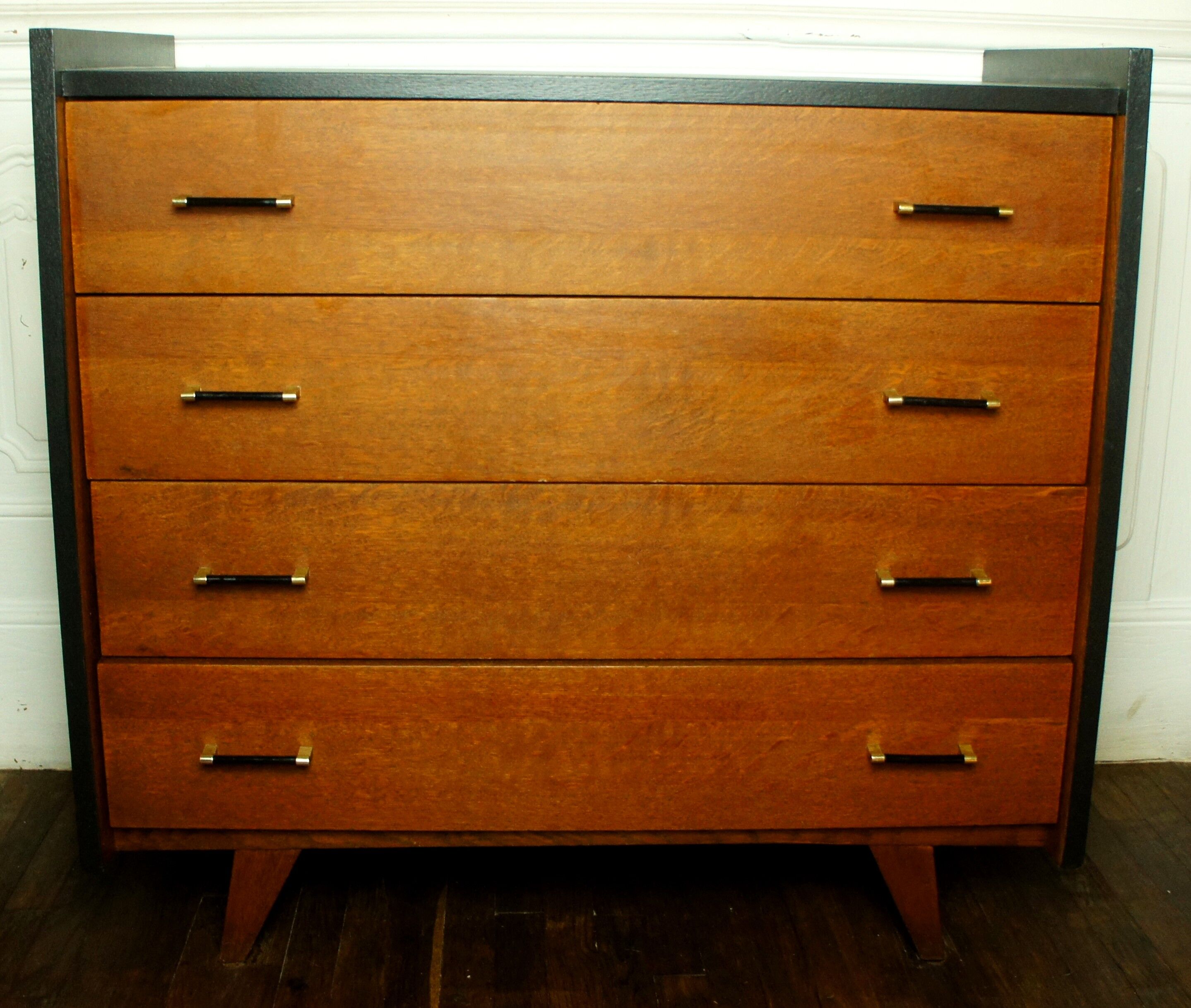 Convenient feet compass wood tinted teak 1950