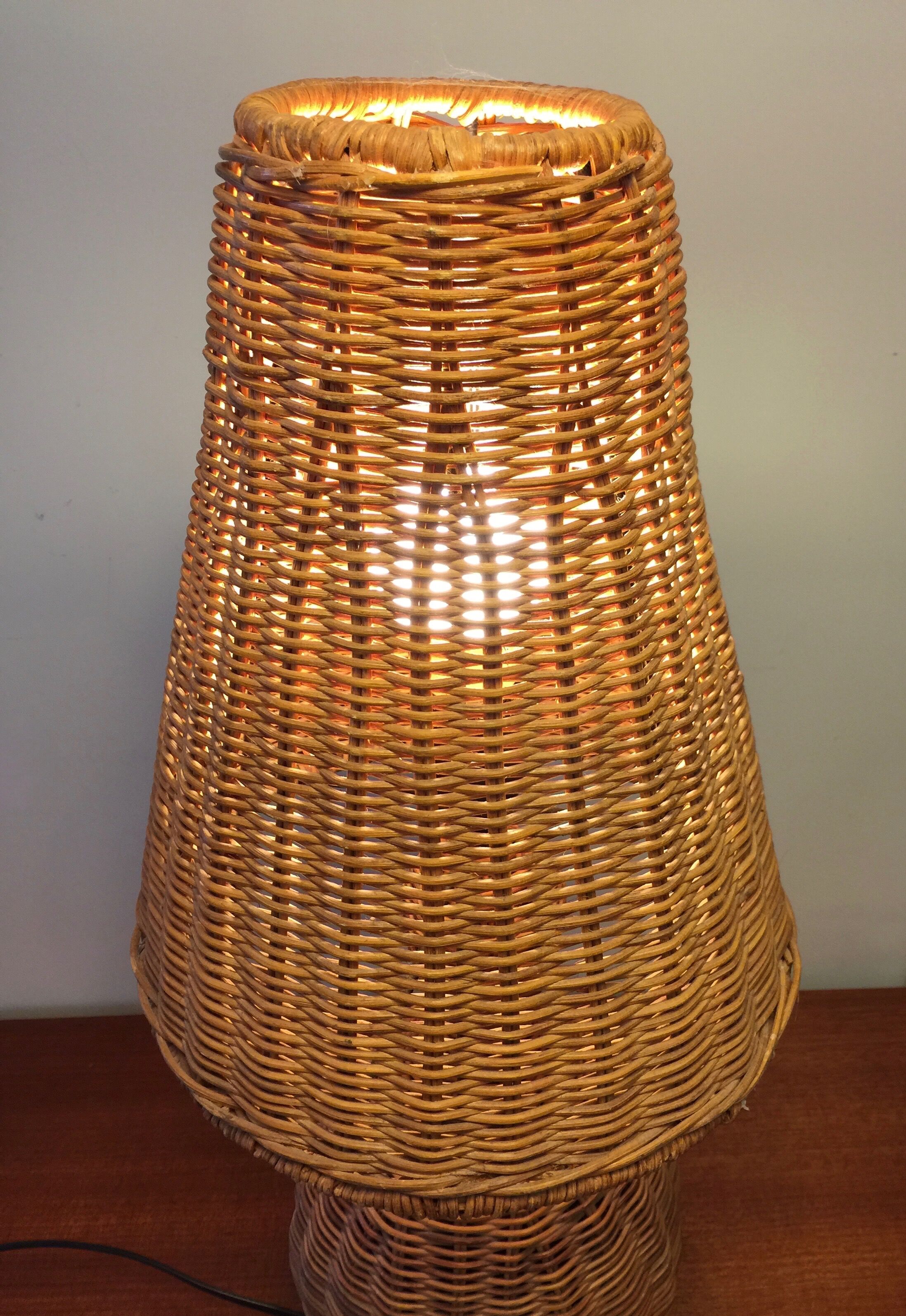 1980s wicker lamp