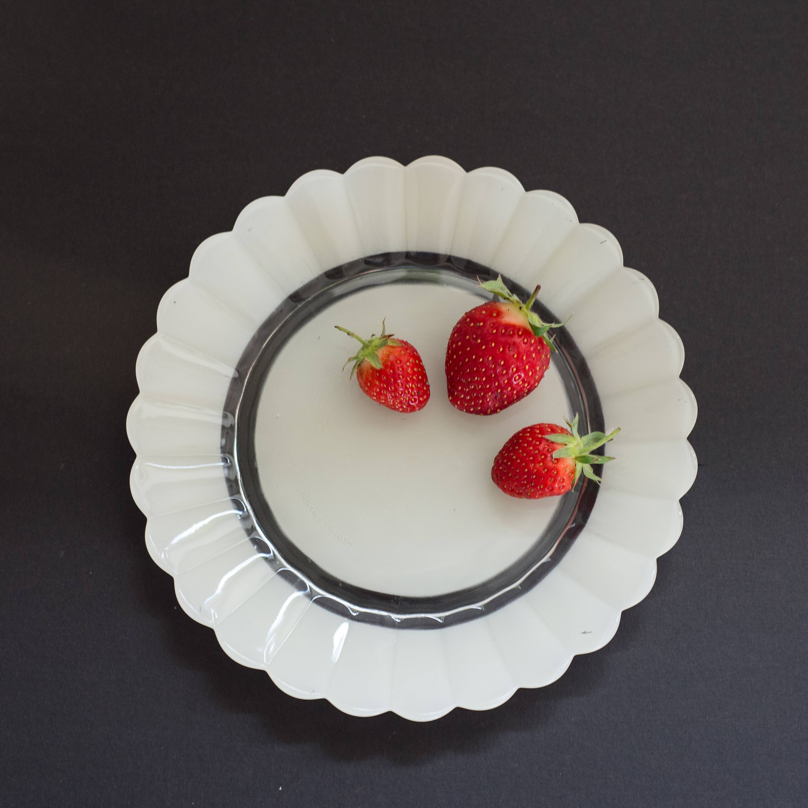 Set of 10 dessert plates flowers petals daisy Duralex Made in France 70s