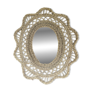 Grand miroir en jonc