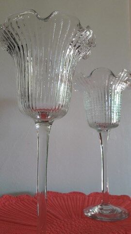 Lot of 2 photophore candlesticks in corolla shape