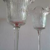 Lot of 2 photophore candlesticks in corolla shape