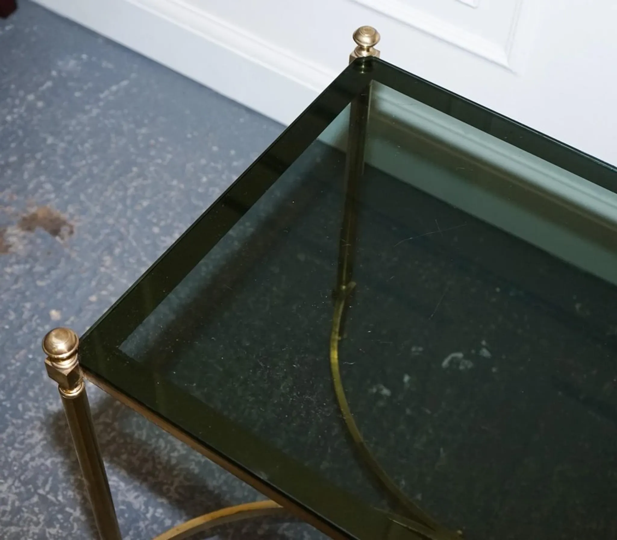 Hollywood Regency Coffee Table in Brass and Smoked Glass, France, 1960s
