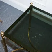 Hollywood Regency Coffee Table in Brass and Smoked Glass, France, 1960s