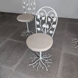 Sculptural Wrought Iron Garden Chairs with Tree Design 1950s Set of 5