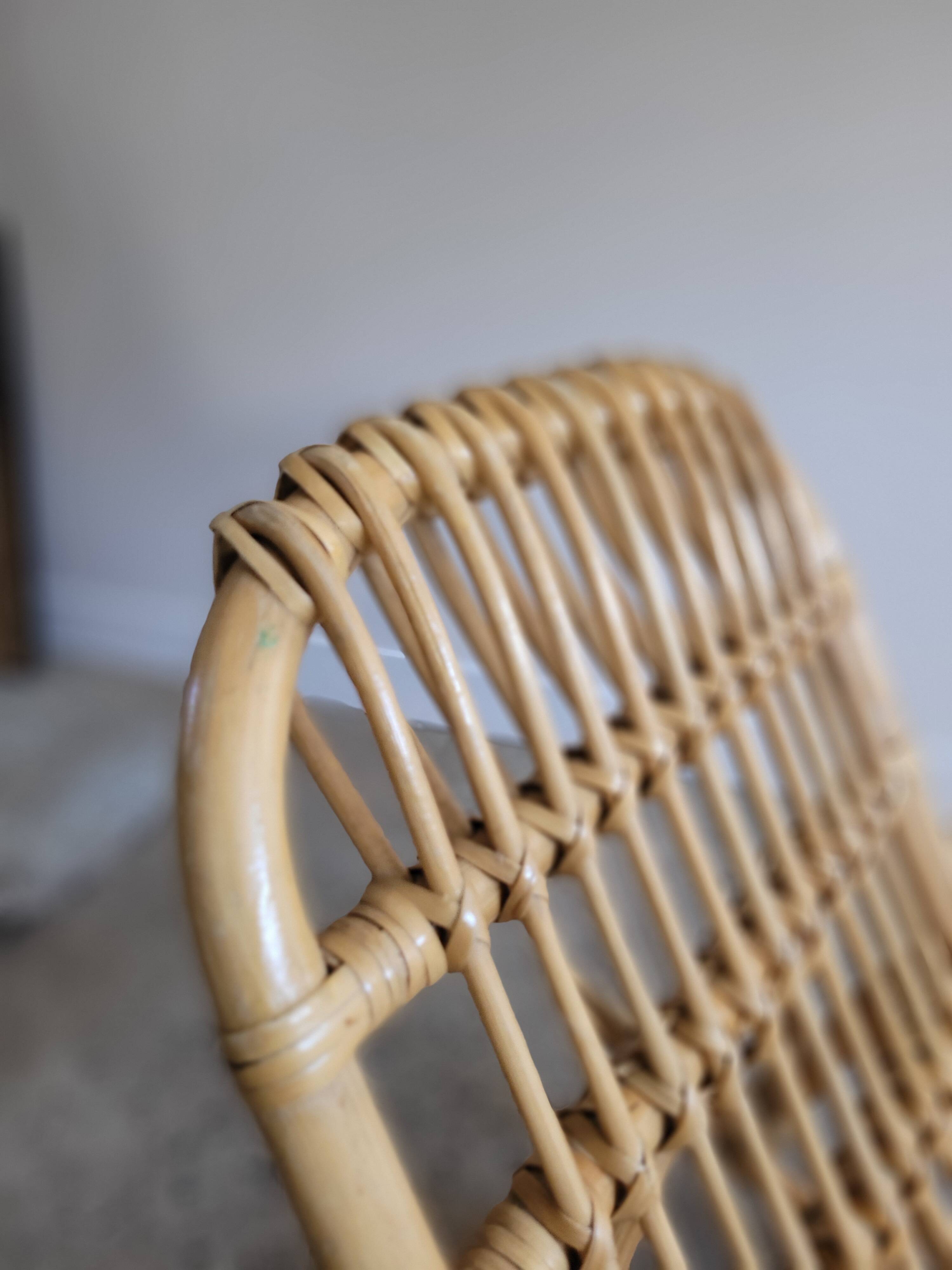 Vintage rattan rocking chair for children