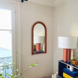 Large Scandinavian style arc wall mirror in bamboo