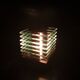 Desny Demeter glass and wood lamp, modernist art deco reissue