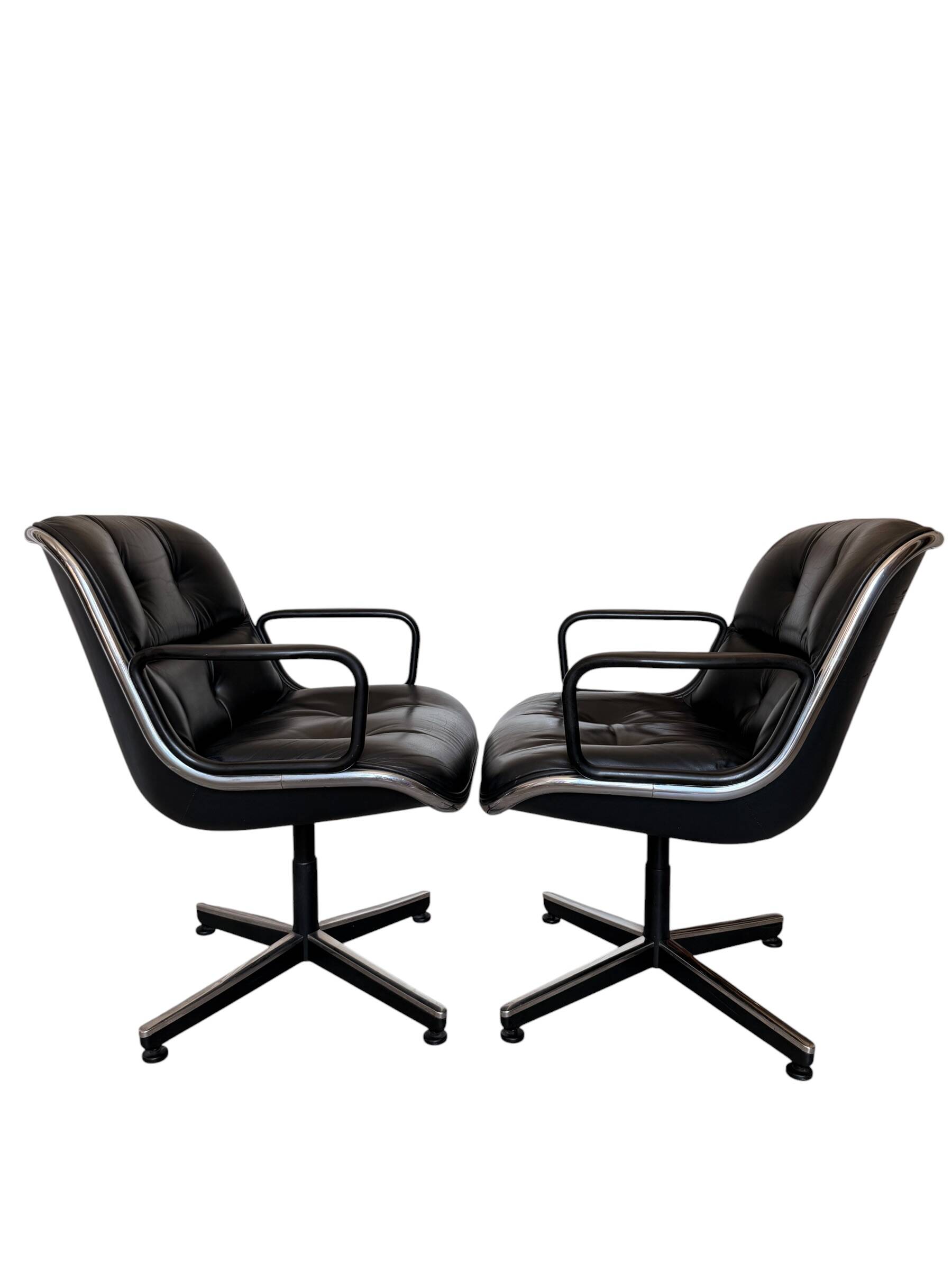 Paire de Fauteuils "Executive" Pollock pour Knoll - Cuir Noir