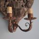 Pair of wall sconces in embossed brass with floral patterns, wall lamp, sconce.