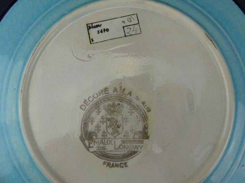 Decorative plate in Longwy enamels