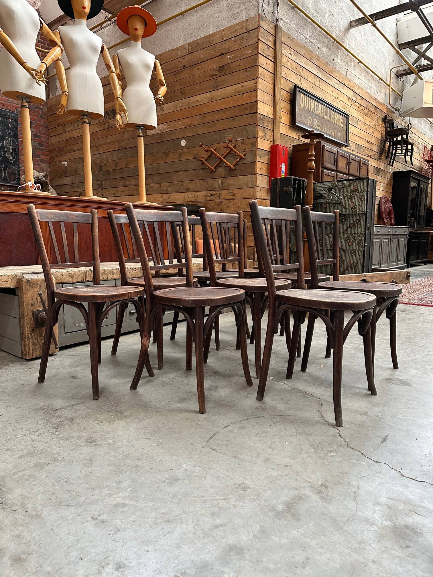Suite of 9 bistro chairs from the early 20th century