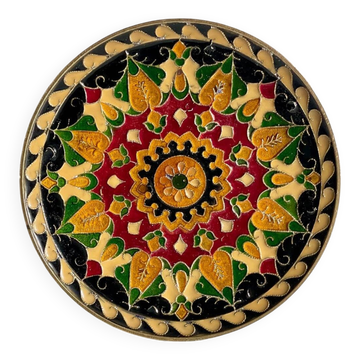 Assiette cloisonnée laiton vintage