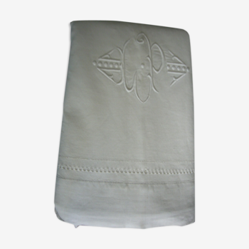 Old-days linen sheet and monogram 220x 320cm