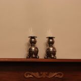 Pair of Mid-Century Swedish Nickle Candle Holders ALB Lindstrom Eskiltuna