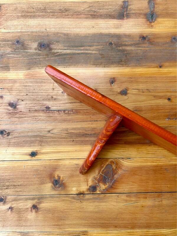 Mahogany-colored wooden shelf