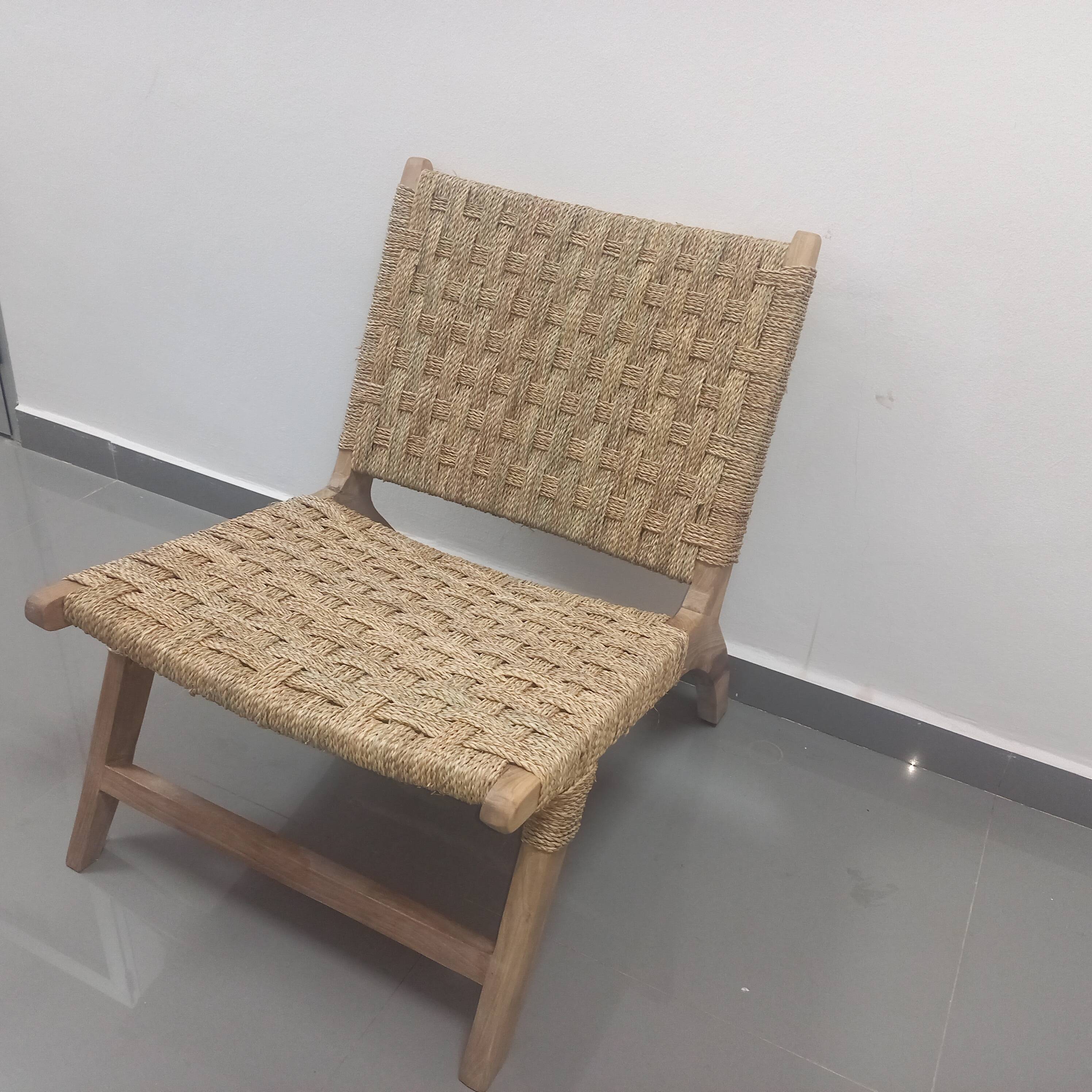 Chair woven from palm leaves