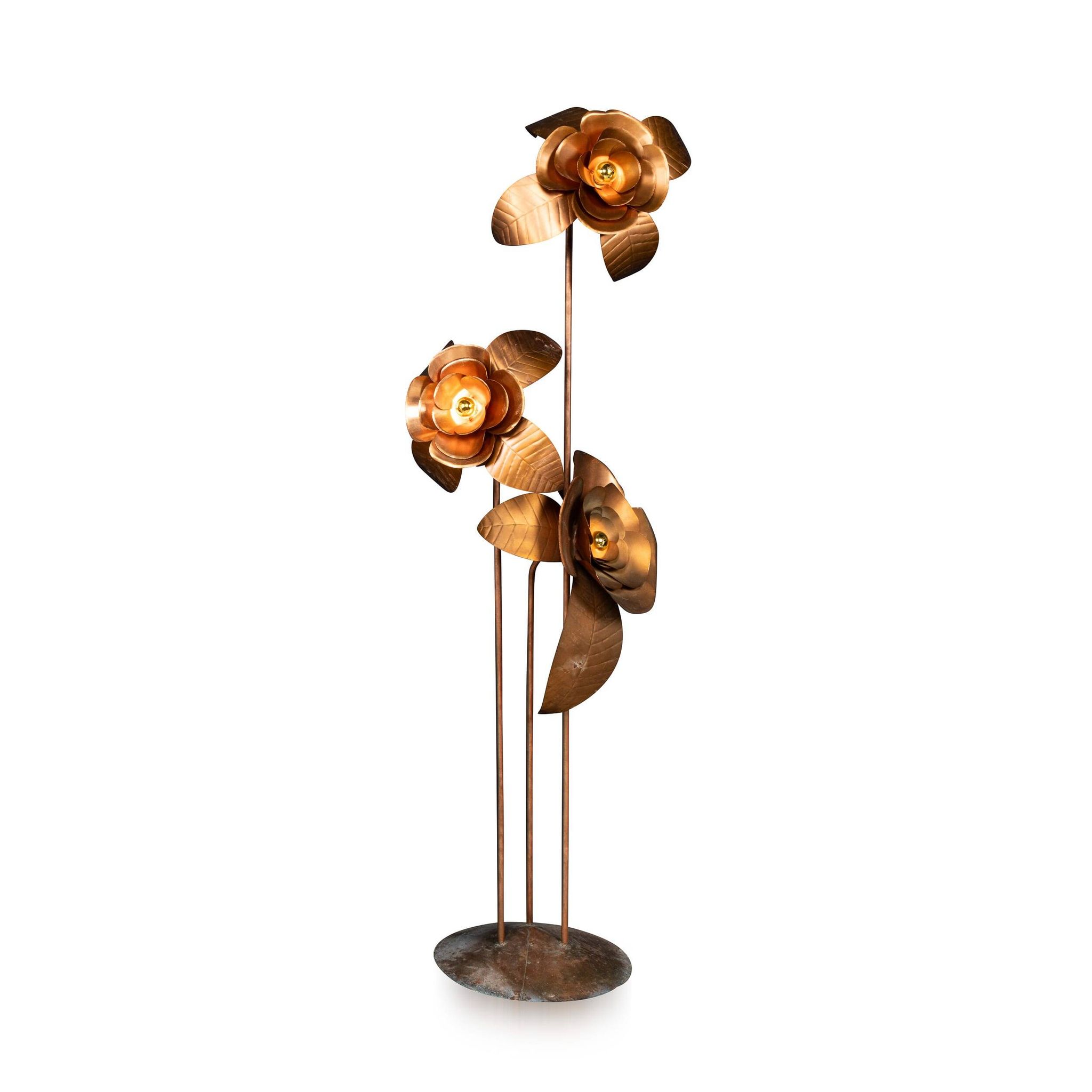 Vintage 20thc italian brass floral floor lamp c.1970
