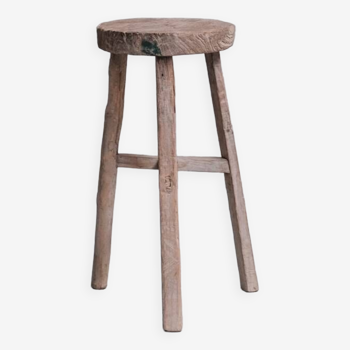 Tabouret ou table d'appoint en bois français primitif du milieu du siècle