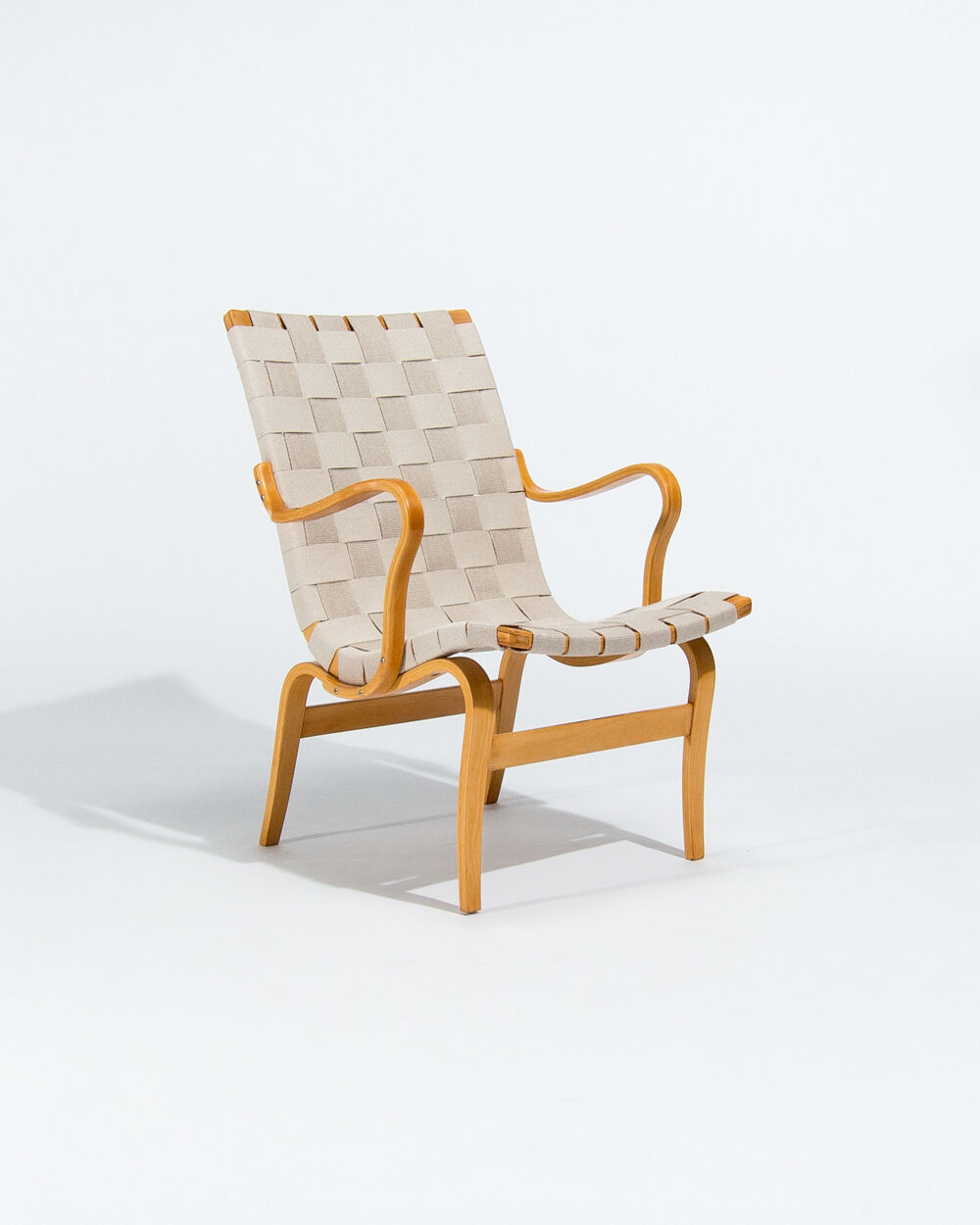 Bruno Mathsson Eva Armchairs in Beech & Linen, Mid Century Swedish Design 1960’s