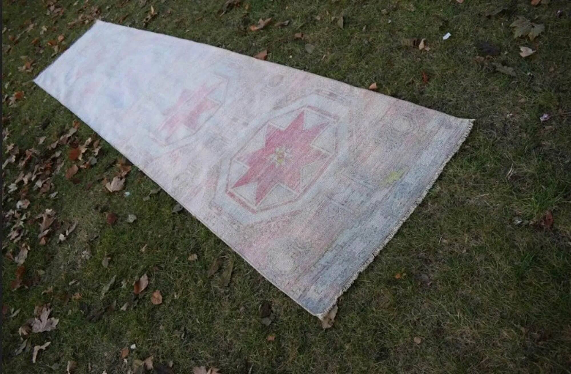 Vintage Turkish hallway rug 87x385 cm