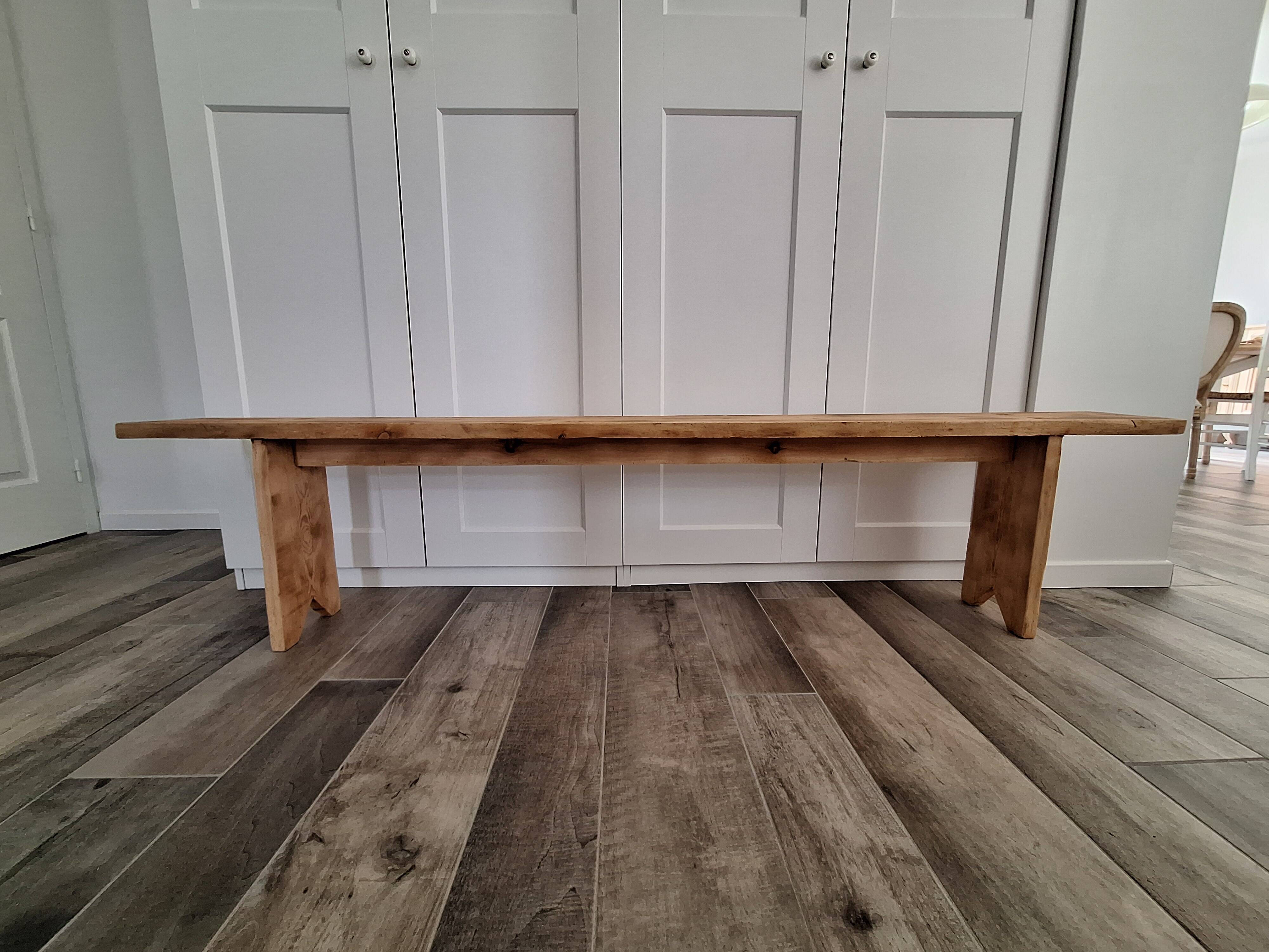 Large antique farmhouse bench in solid wood – 200 cm