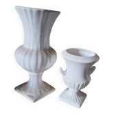 Lot de 2 vases sur pied de 18 cm de haut et 10 cm de haut amphore