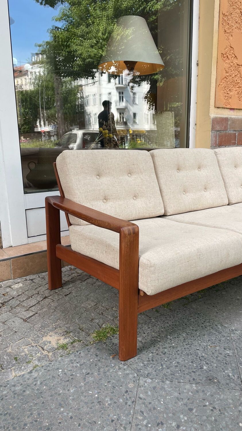 Scandinavian teak and wool sofa, Danish design 60s
