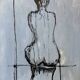 Signed oil on canvas painting of a female portrait "back study in Indian ink"