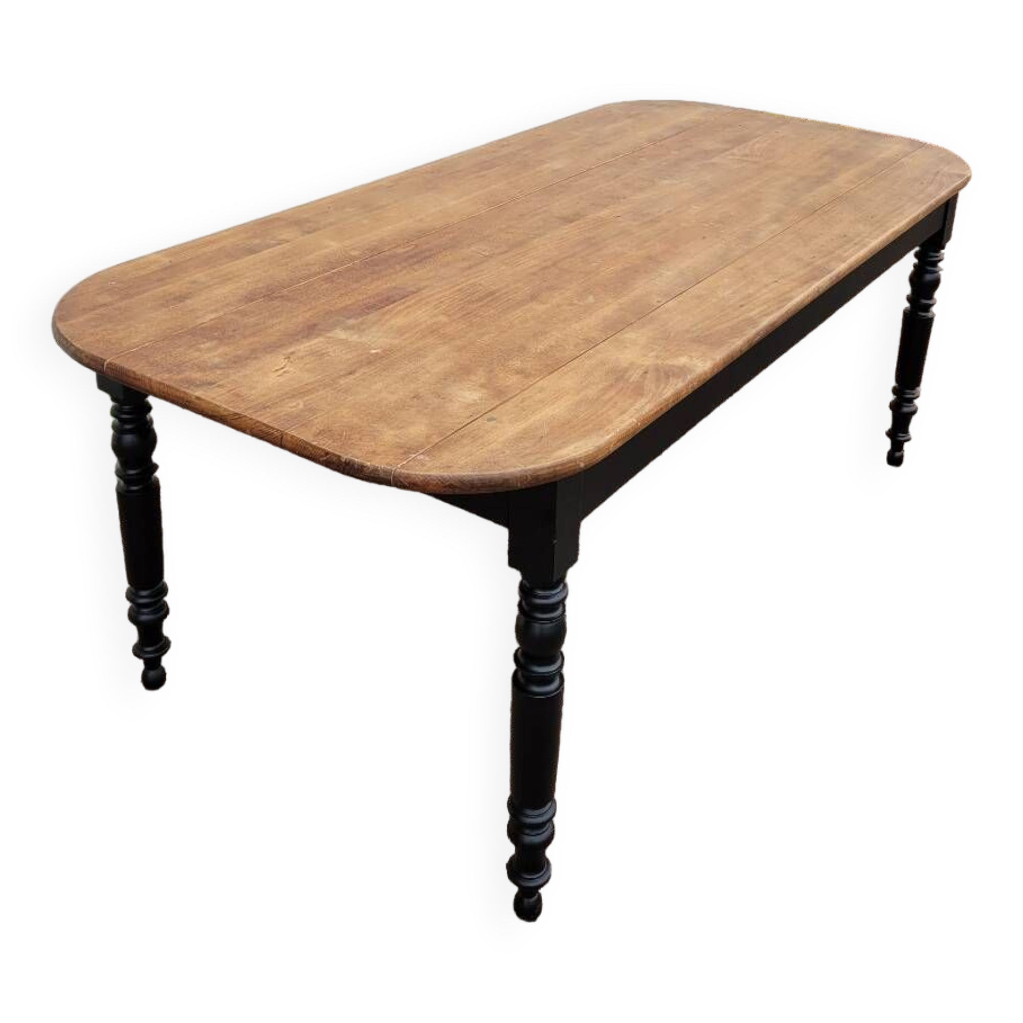 Louis Philippe style oval patinated bistro farm table - 1m90